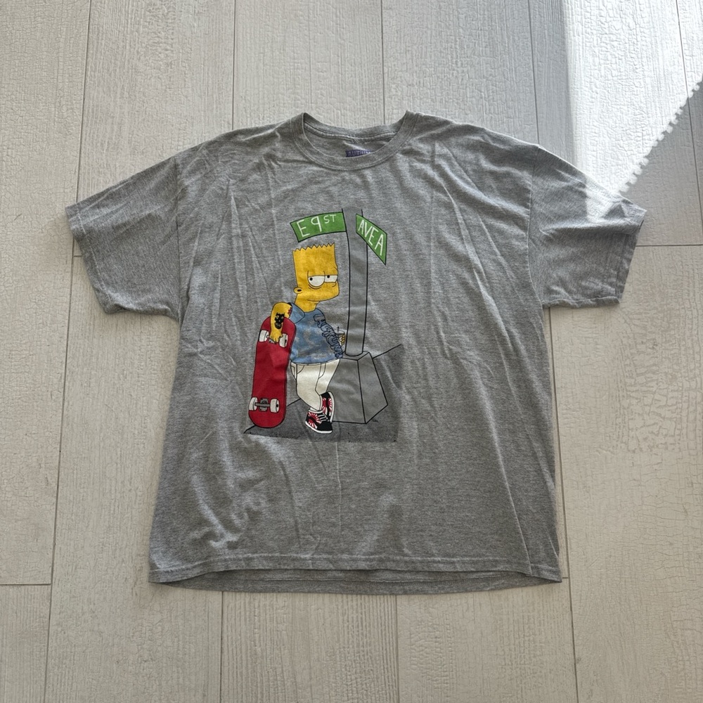 Gray Bart Simpson Graphic T-Shirt